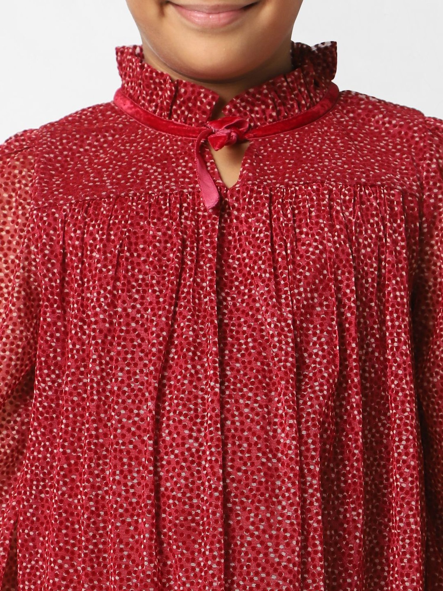 KIDS ONLY Biking Red Printed Full Sleeves Dress