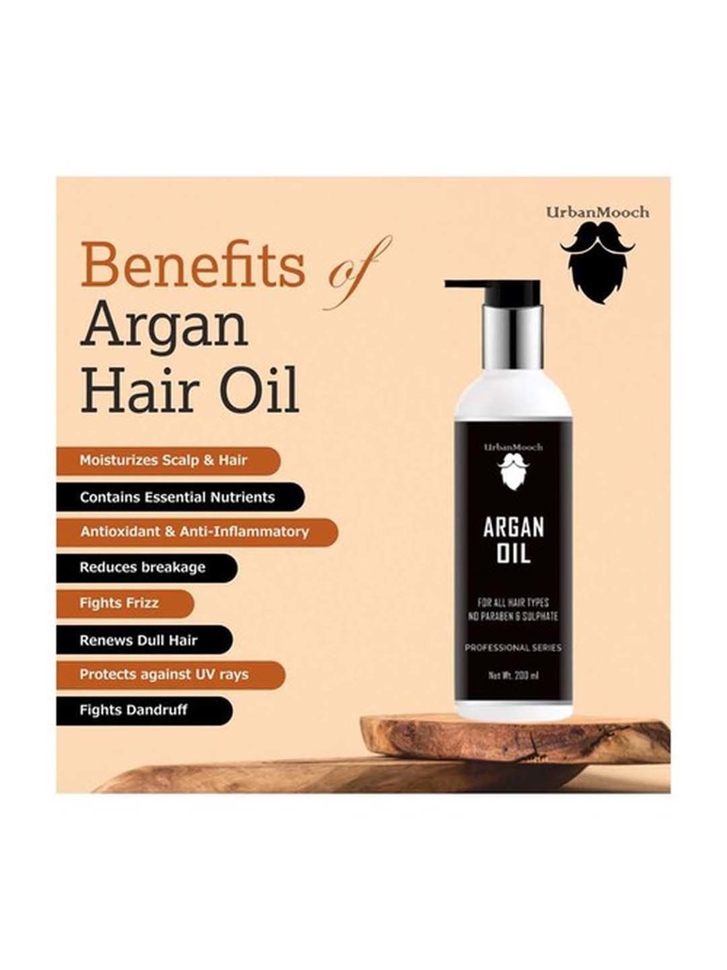 UrbanMooch Moroccan Argan Hair Oil for Hair Growth - 200 ml