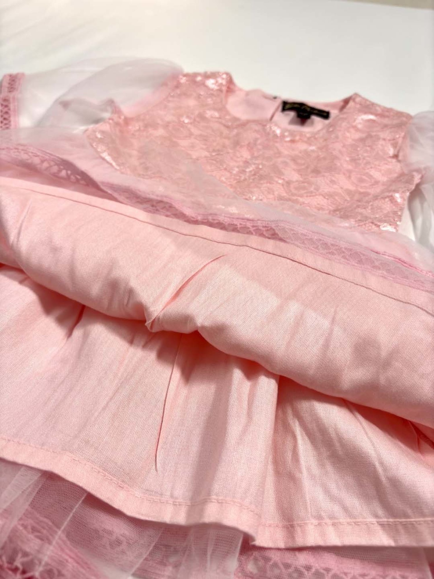 Bella Moda Kids Peach Embroidered Dress