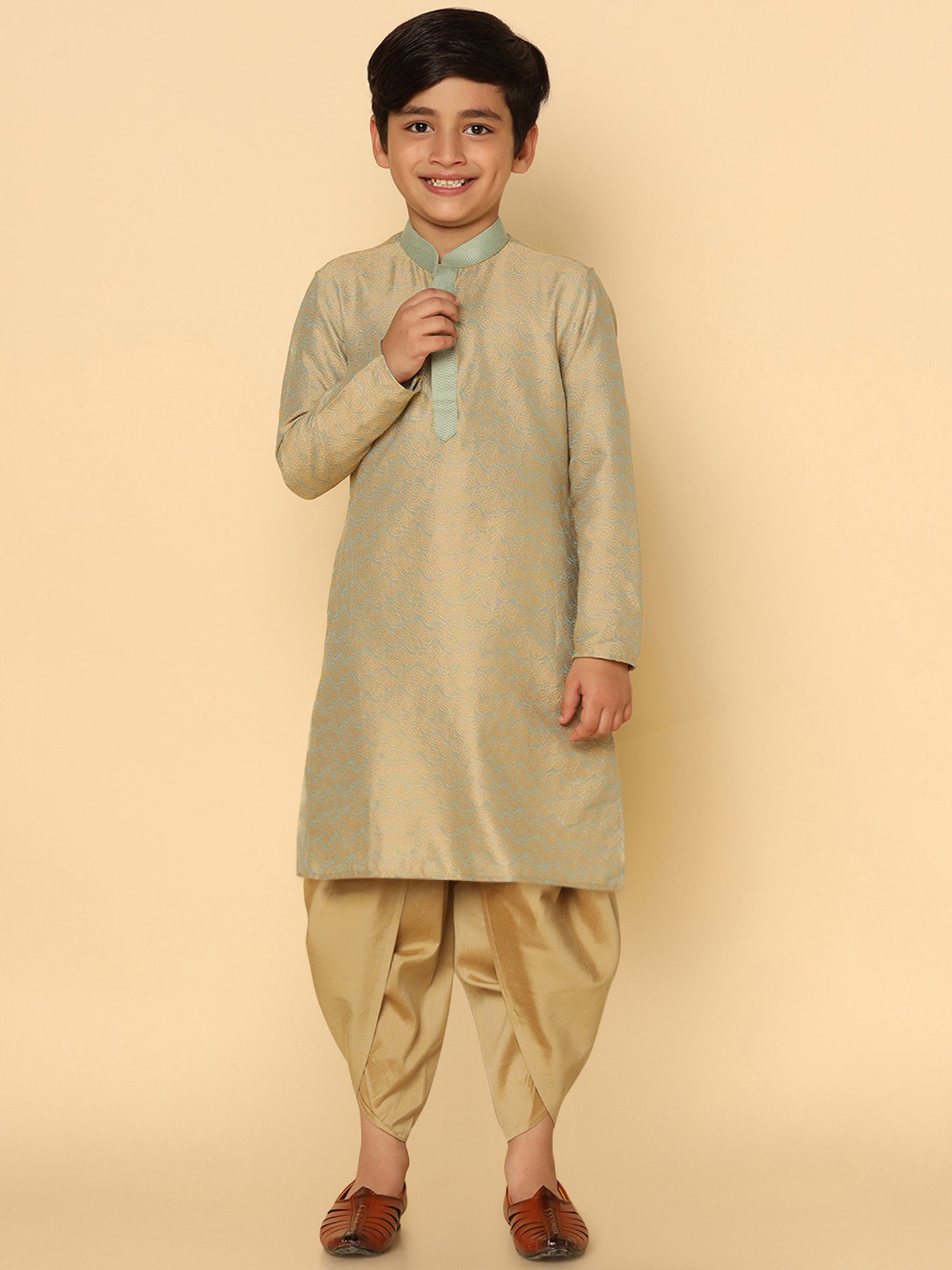 KISAH Kids Multicolor Printed Full Sleeves Kurta with Dhoti