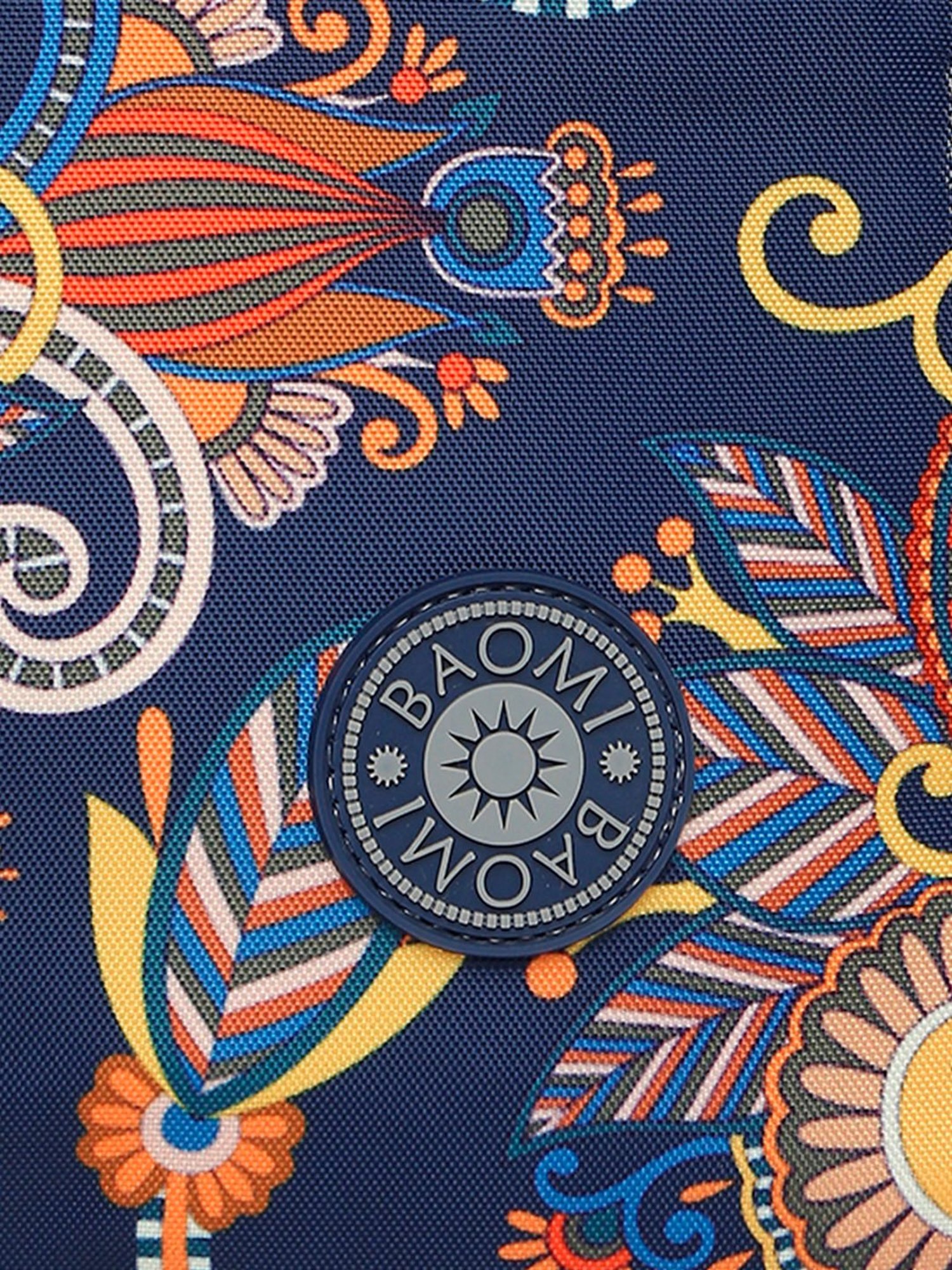 Baomi Blue & Yellow Printed Medium Handbag