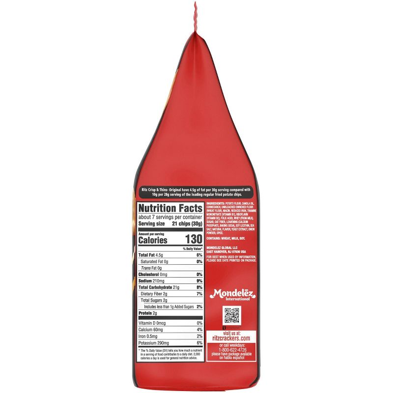 Ritz Crisp & Thins Sea Salt Potato And Wheat Chips - 7.1oz