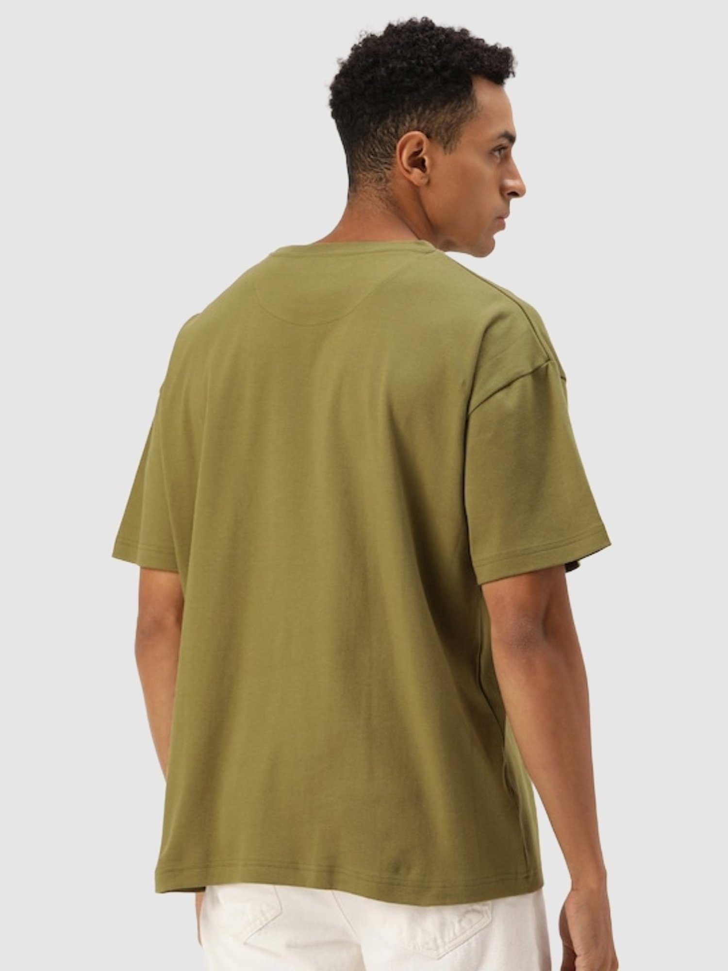 Bene Kleed Olive Cotton Loose Fit T-Shirt