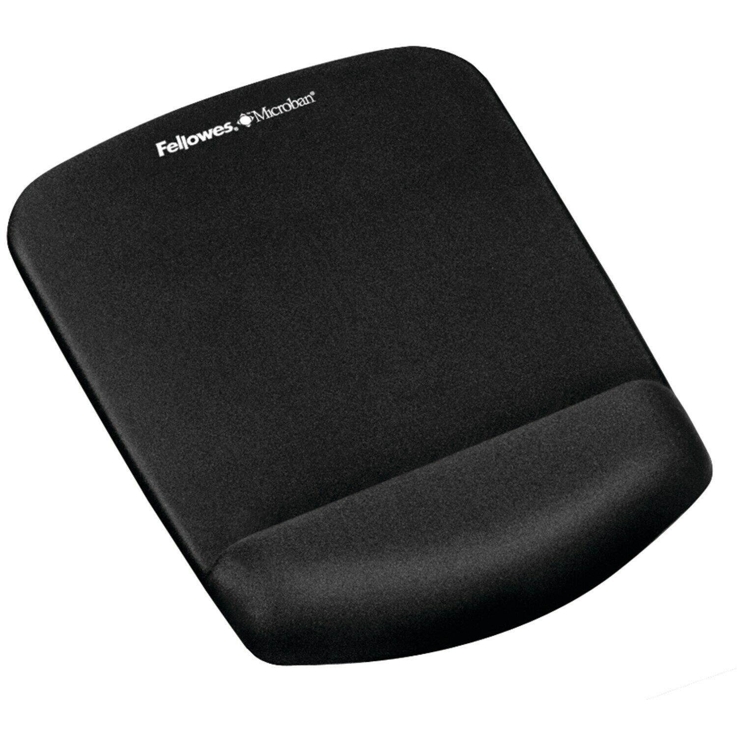 Fellowes PlushTouch Mouse Pad w/Wrist Rest - Black