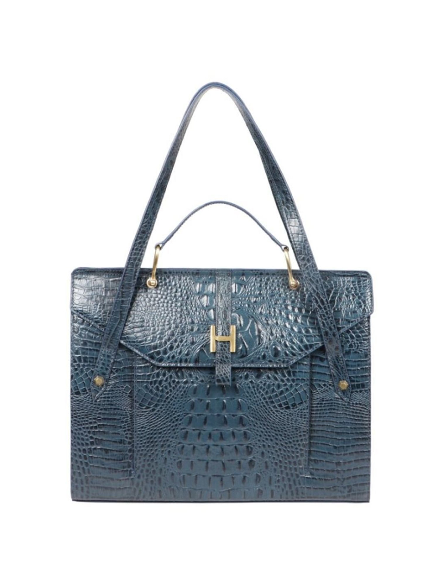 Hidesign Palo Alto Psadena Blue Textured Large Tote Handbag