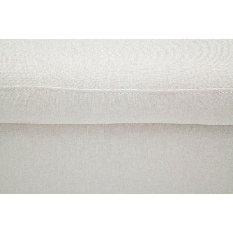 Tufted Fabric Mid-Century Modern Storage Ottoman & Walnut Legs Beige - OFM