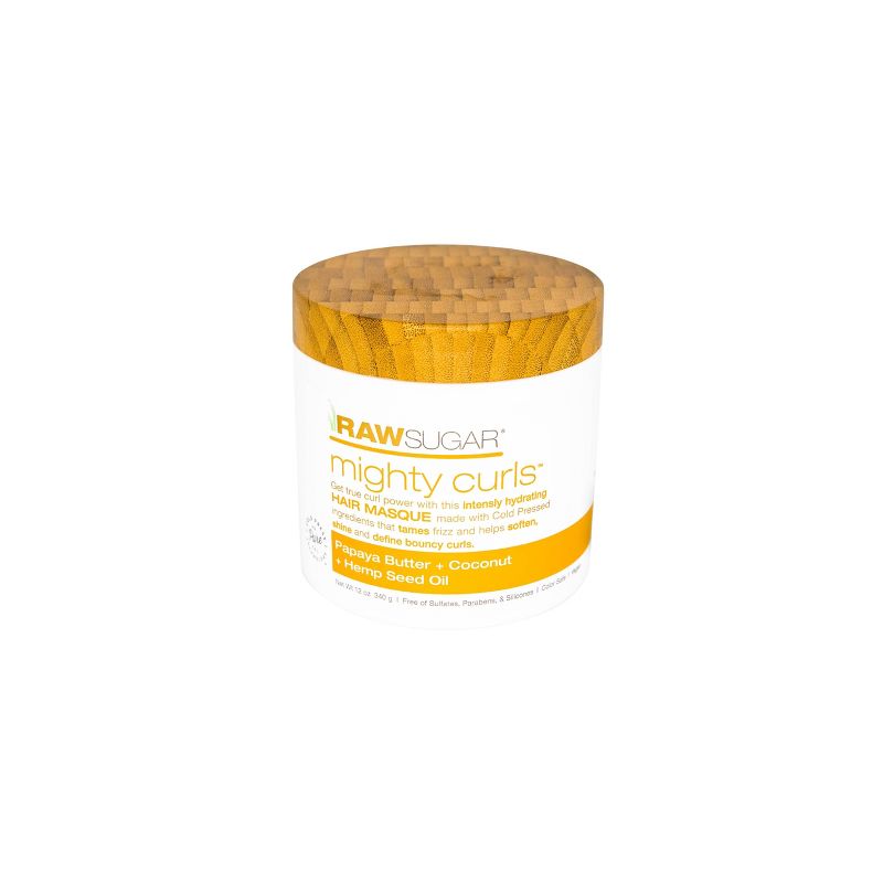 Raw Sugar Hair Masque Mighty Curls Papaya Butter + Coconut Oil + Hemp Seed Oil - 12oz