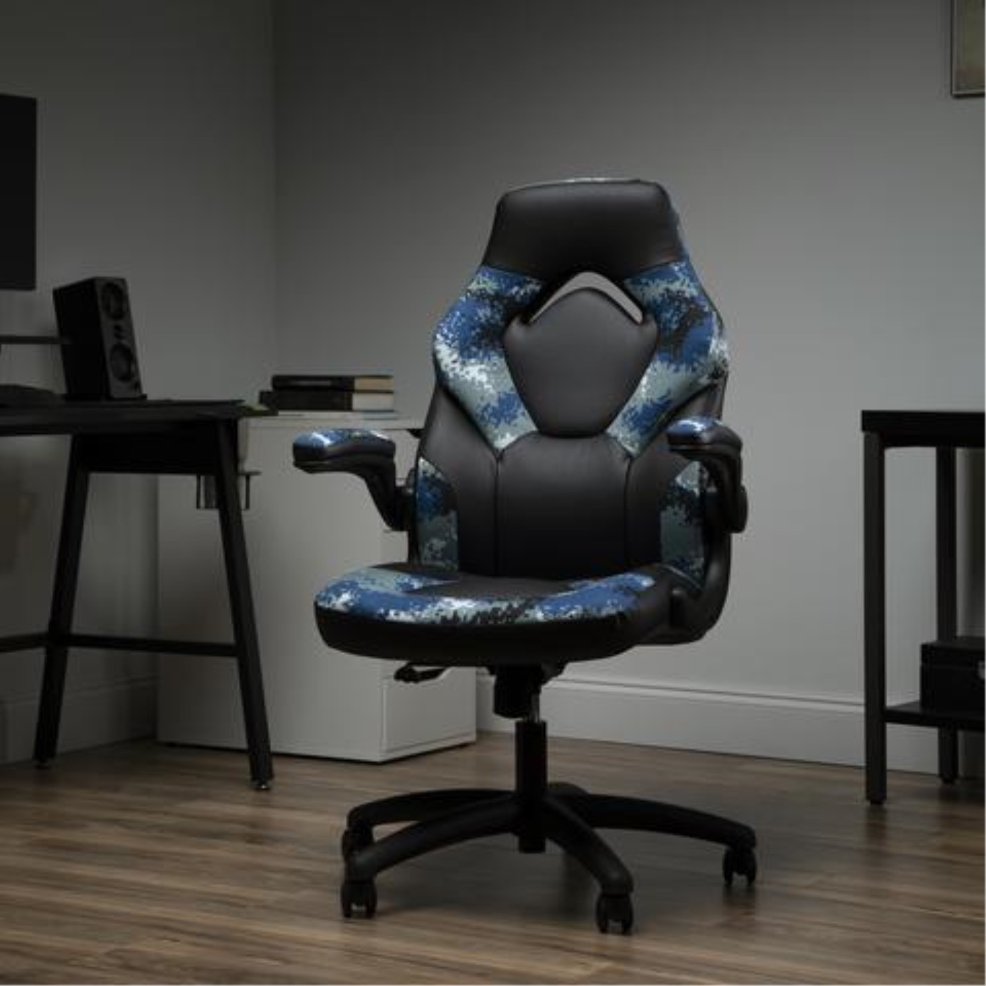 OFM Essentials Collection Racing Style Bonded Leather Gaming Chair, in Arctic Camo (ESS-3085-ARC)