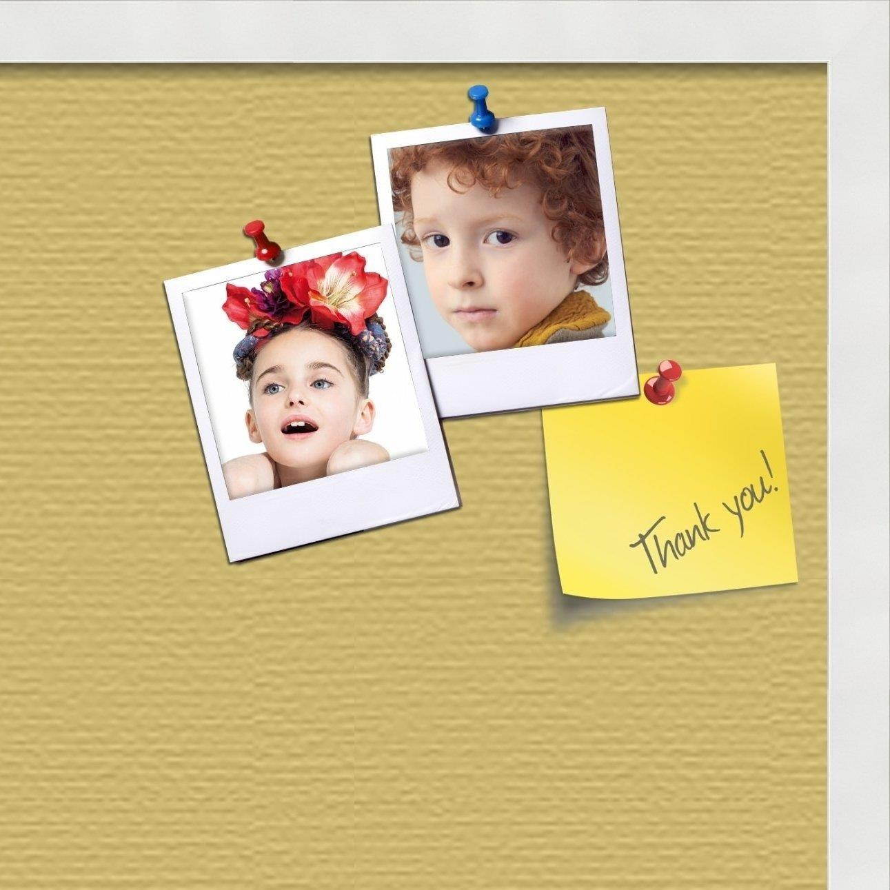 PinPix custom printed pin cork bulletin board made from canvas, Honey Pastel 24x16 Inches (Completed Size) and framed in Satin White Frame (PinPix-Group-89)