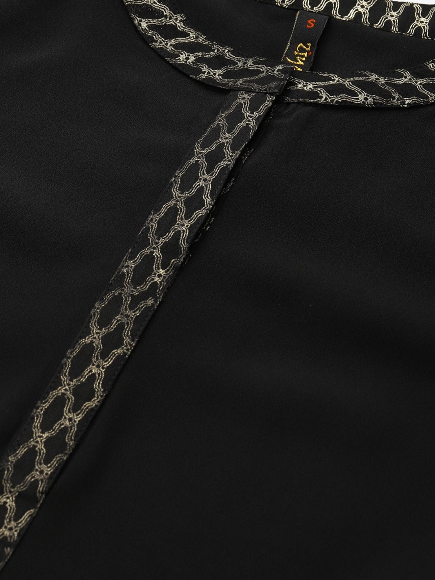 Ziyaa Black Printed Straight Kurta