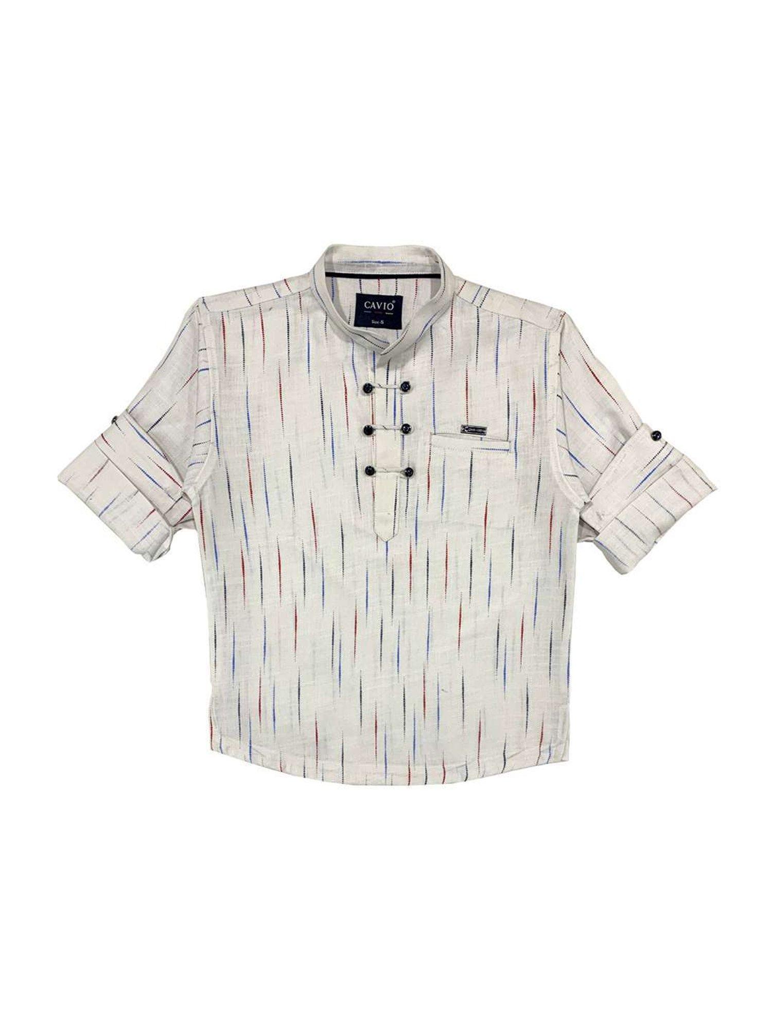 Cavio Boys White Cotton Printed Full Sleeves Shirt