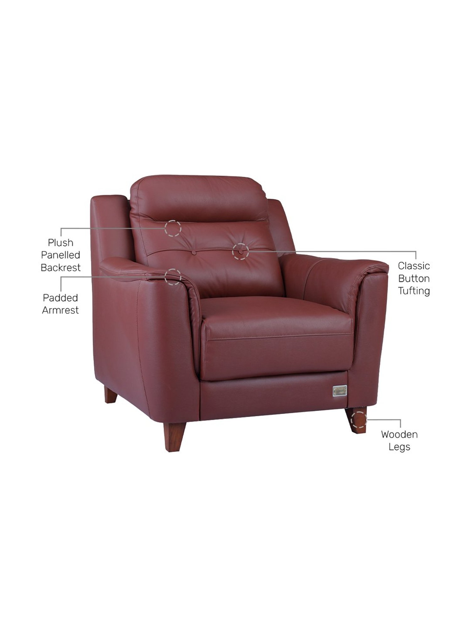 Durian Patrick Brick Red Leather 1 Seater Sofa