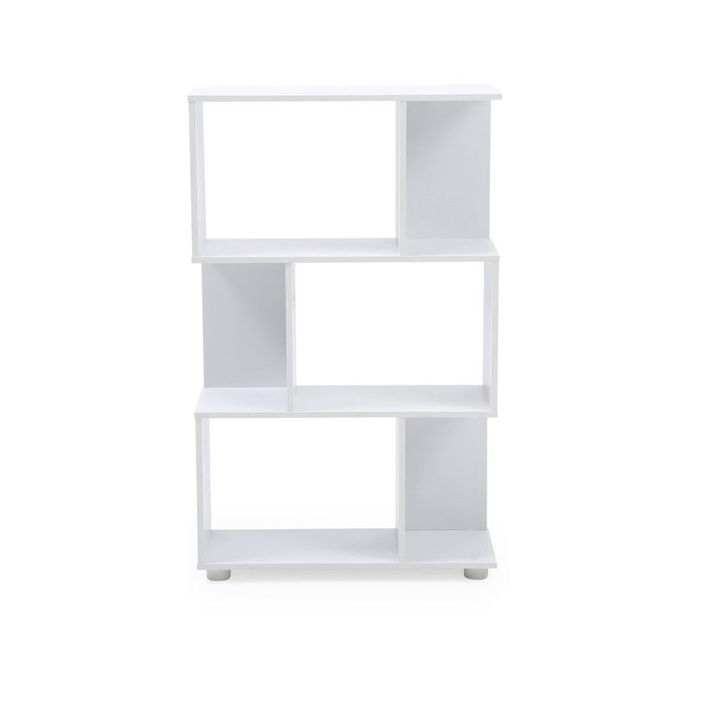 38.39" 3 Shelf Manor Modern Staggered Bookshelf White - AC Pacific