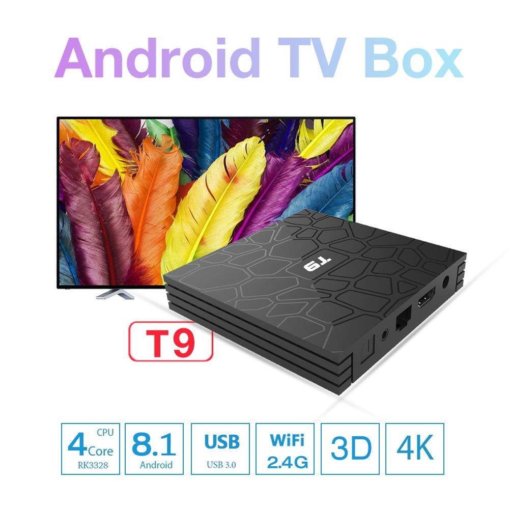EVANPO Android TV Box 8.1 [4GB/32GB] 2018 Updated Smart TV Box Media Player Quad Core/ 64 Bits/BT 4.1/ H.265/ 3D UHD 4K Android TV Player with Wireless Mini Keyboard (Backlit)