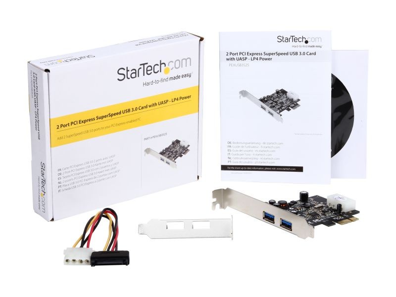 StarTech.com 2 Port PCI Express PCIe SuperSpeed USB 3.0 Controller Card w/ SATA Power Model PEXUSB3S23