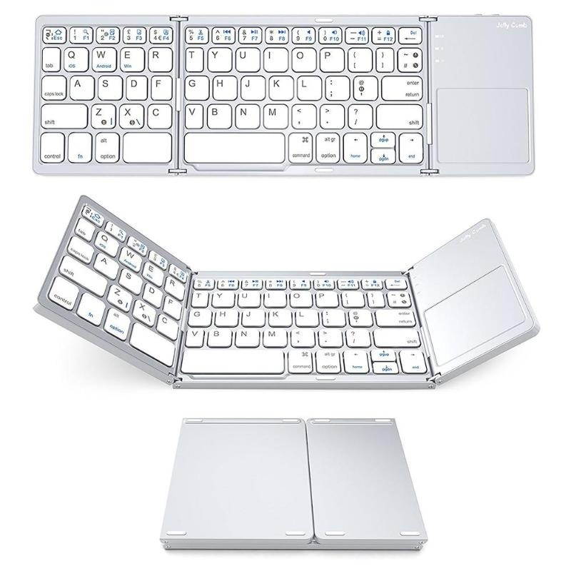 Portable Mini Ultra Slim Thin Foldable Folding BT Wireless Bluetooth Keyboard with Touchpad for IPhone IPad MacBook Phone Tablet PC