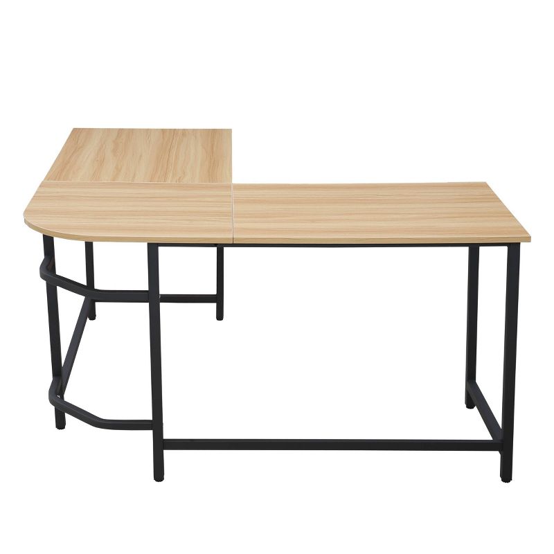Daniel Compact L Shaped Office Desk Natural/Black - Poly & Bark