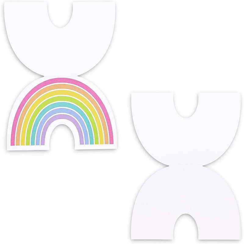 Paper Junkie 36-Pack Die-Cut Rainbow Cards with Envelopes for Kids Party Invitation, Thank You Notes 4x6 in