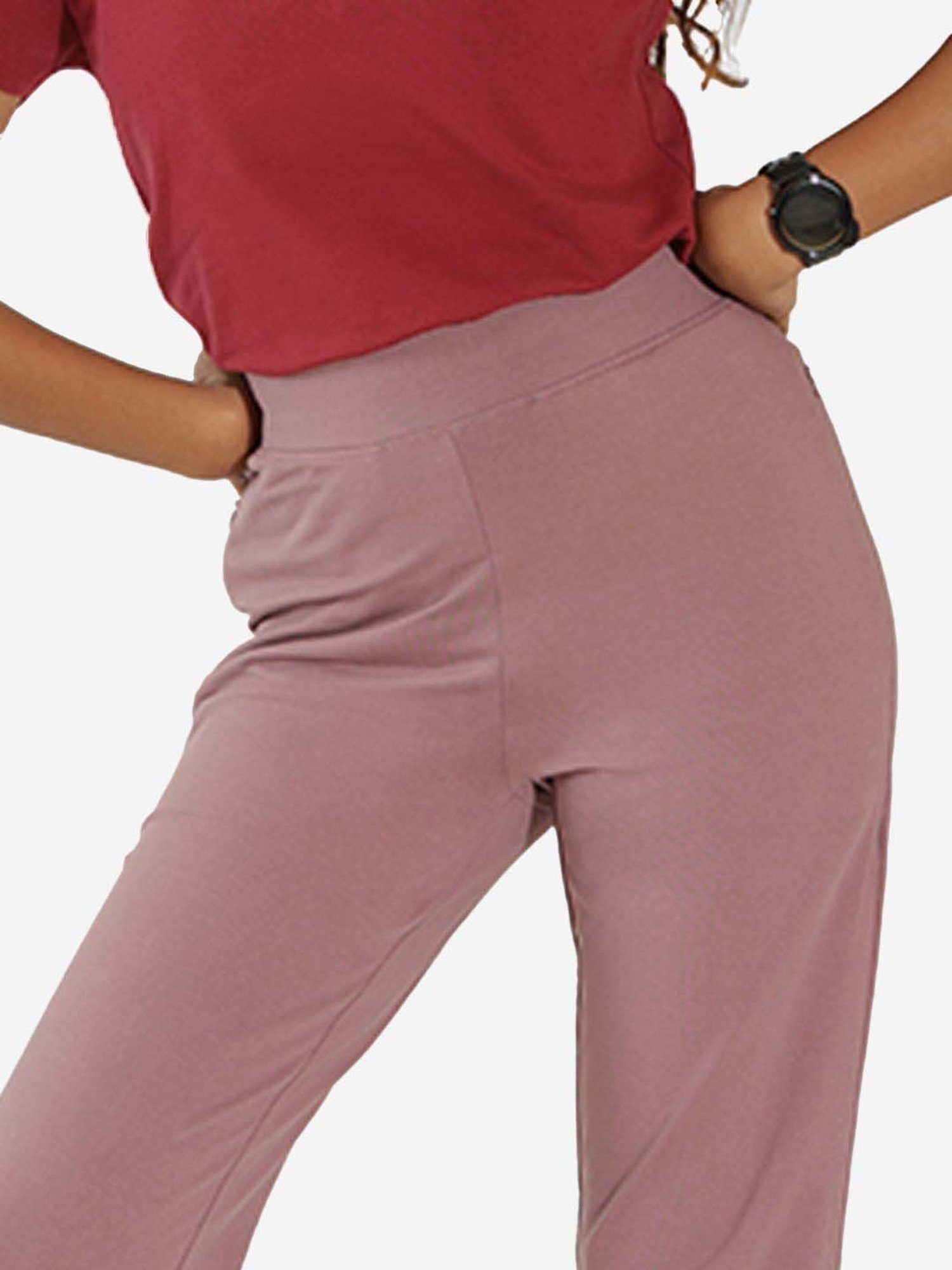 BlissClub Purple Cotton Straight Pants