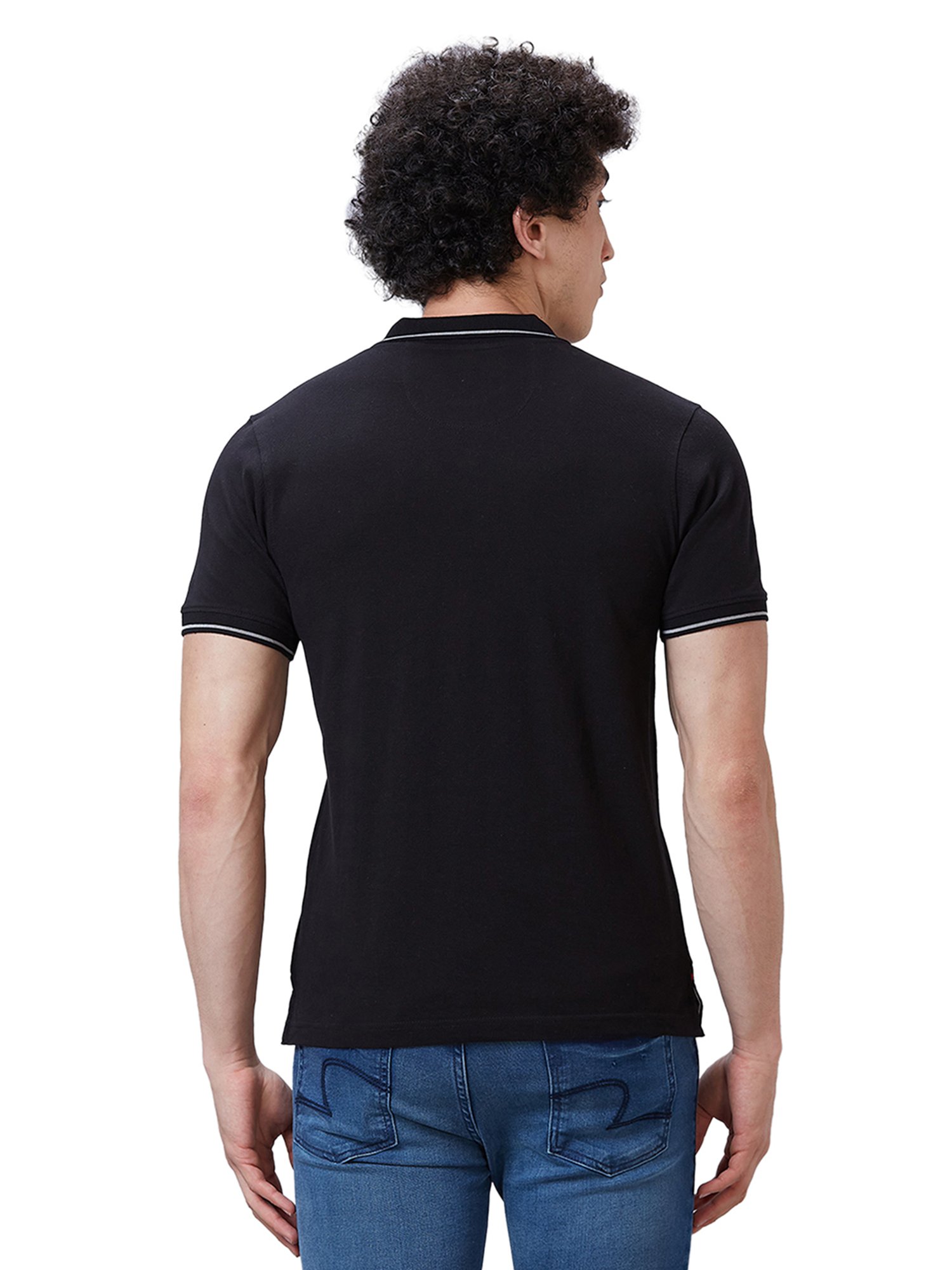 Raymond Black Contemporary Fit Polo T-Shirt