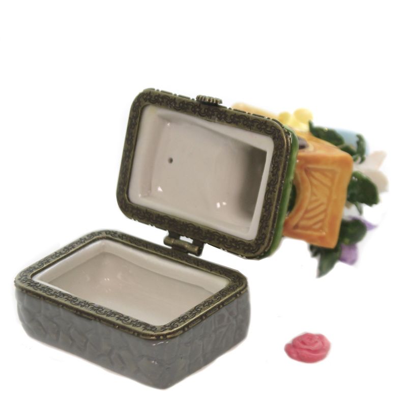 Hinged Trinket Box 4.5" Girl With Flower Cart Keepsake Spring  -  Decorative Figurines