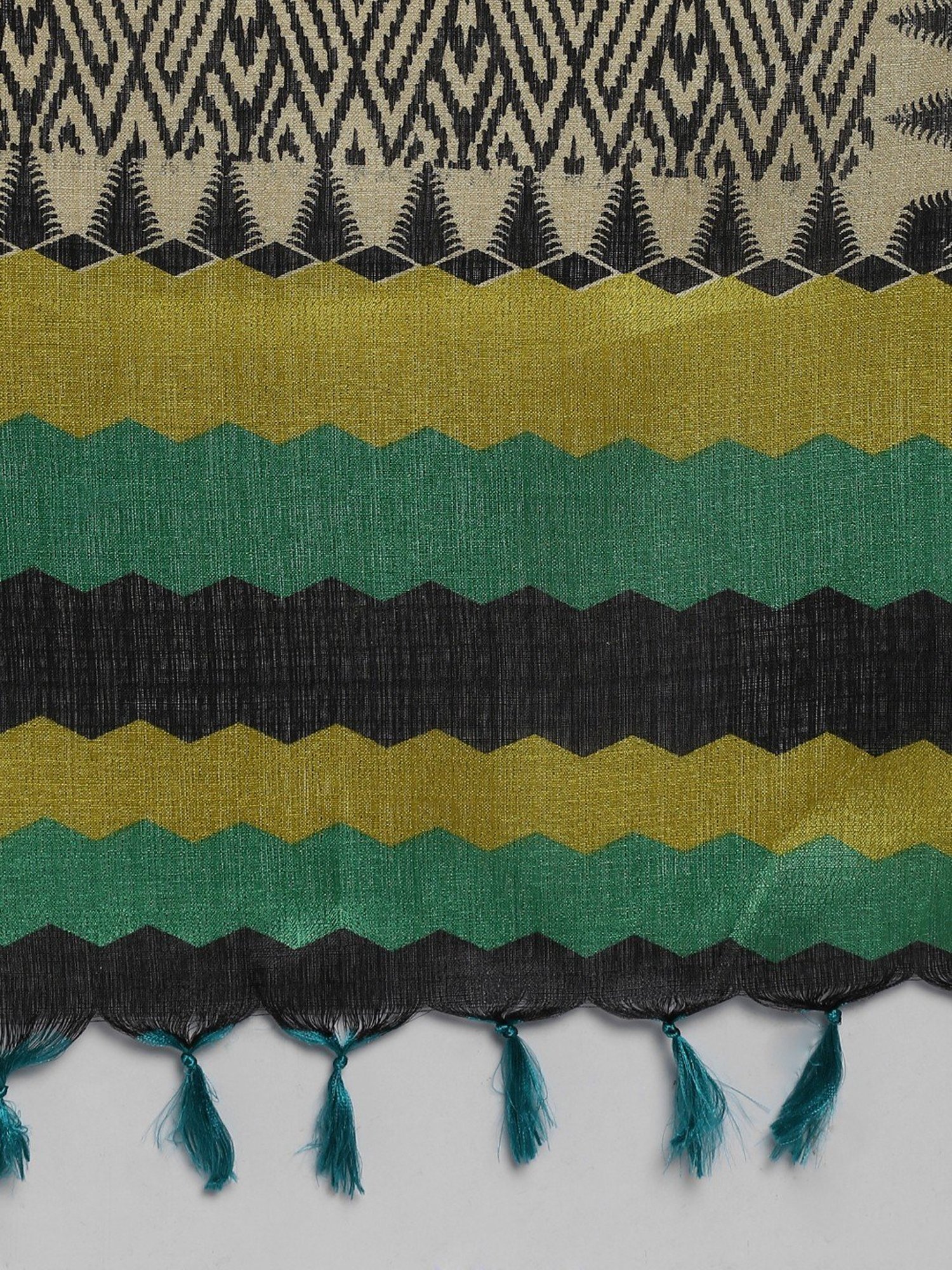 Saree Mall Beige & Green Printed Dupatta