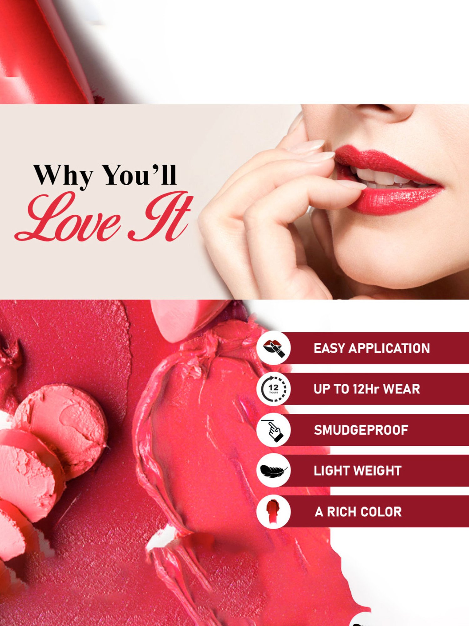 Lenphor Matte Show-Off Lip Crayon Cupid Red - 2.8 gm