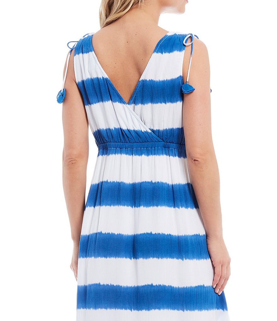 Tommy Bahama Set Sail Stripe V-Neck Hi-Low Midi Dress