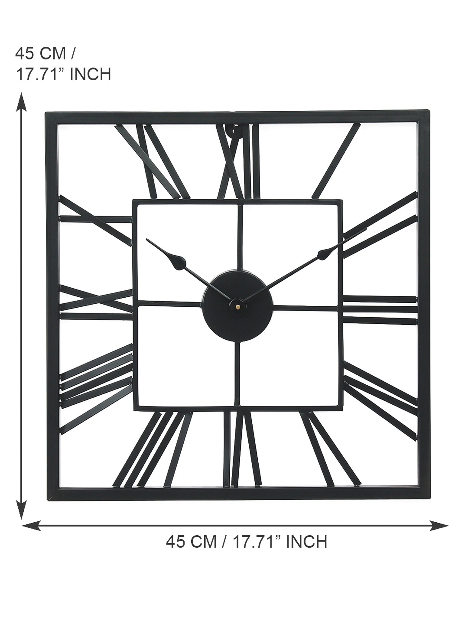 CHRONIKLE Classic Square Black Iron Wall Clock