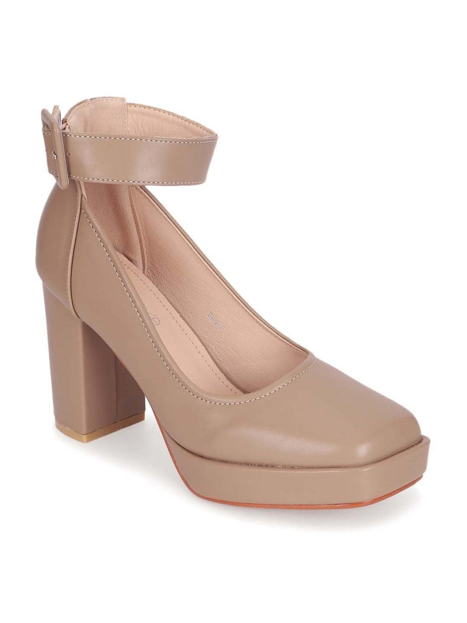 Truffle Collection Women's Beige Ankle Strap Sandals