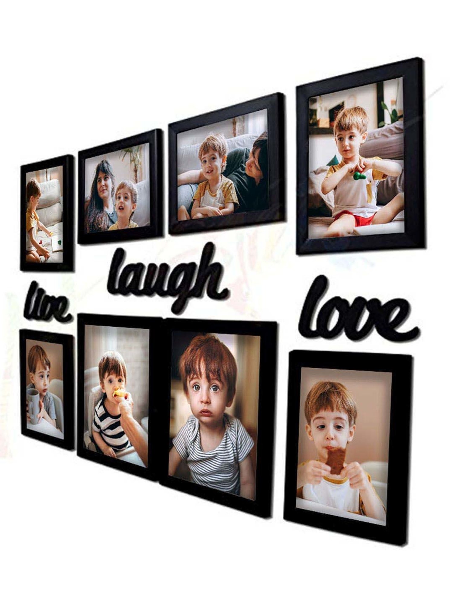Art Street Black Synthetic Nucleolus Wall Photo Frame - Set of 8