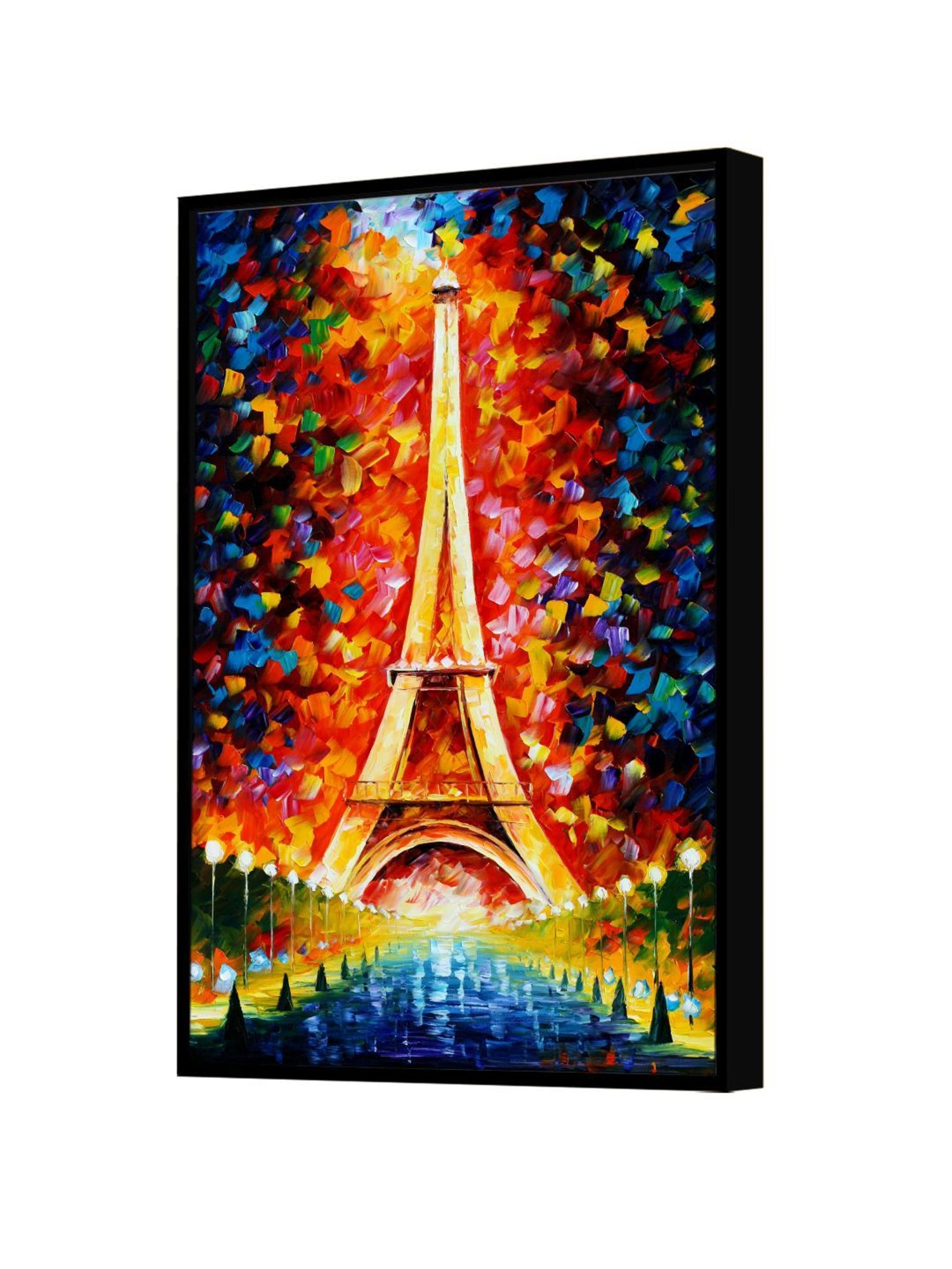 Art Street Eiffel Tower Paris Scenery Design Printed Multicolor Engineered Wood Wall Art
