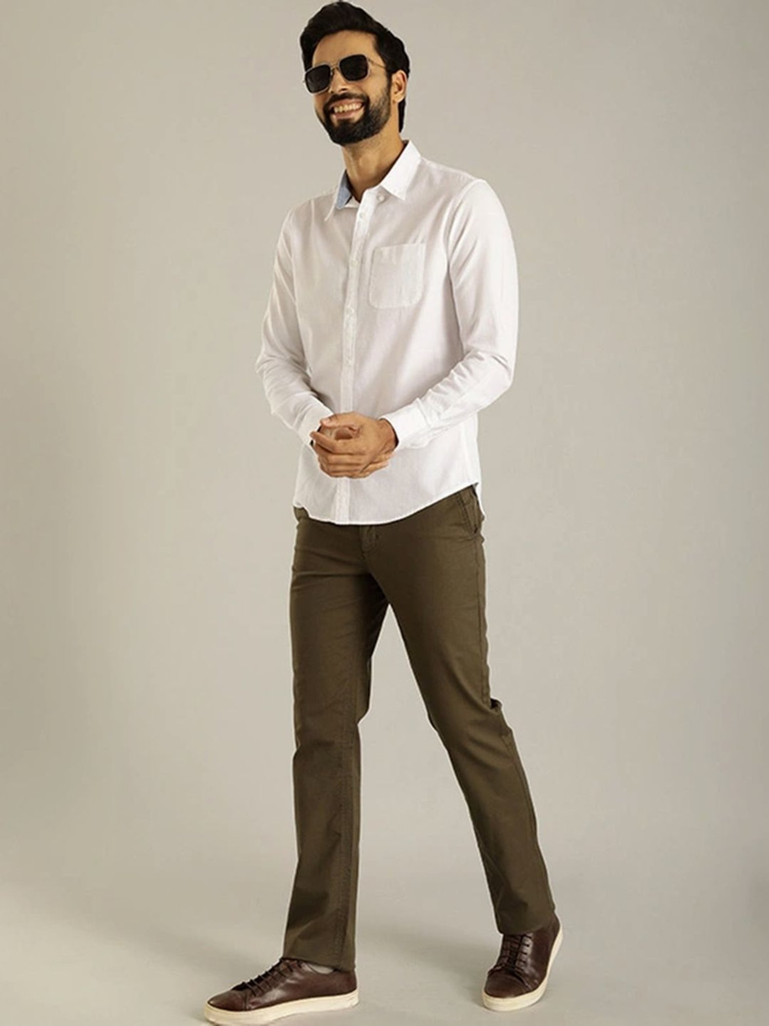 Indian Terrain Brown Regular Fit Trousers