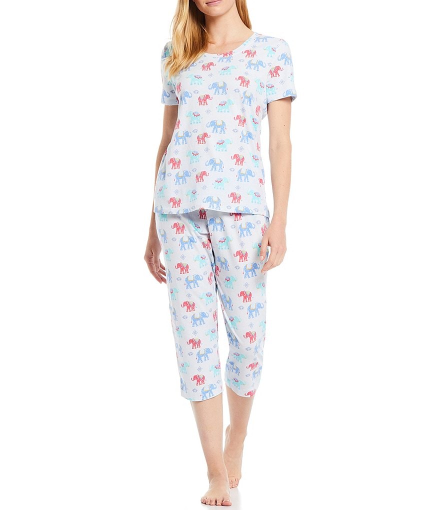 Sleep Sense Elephant Printed Jersey Knit Coordinating Sleep Tee