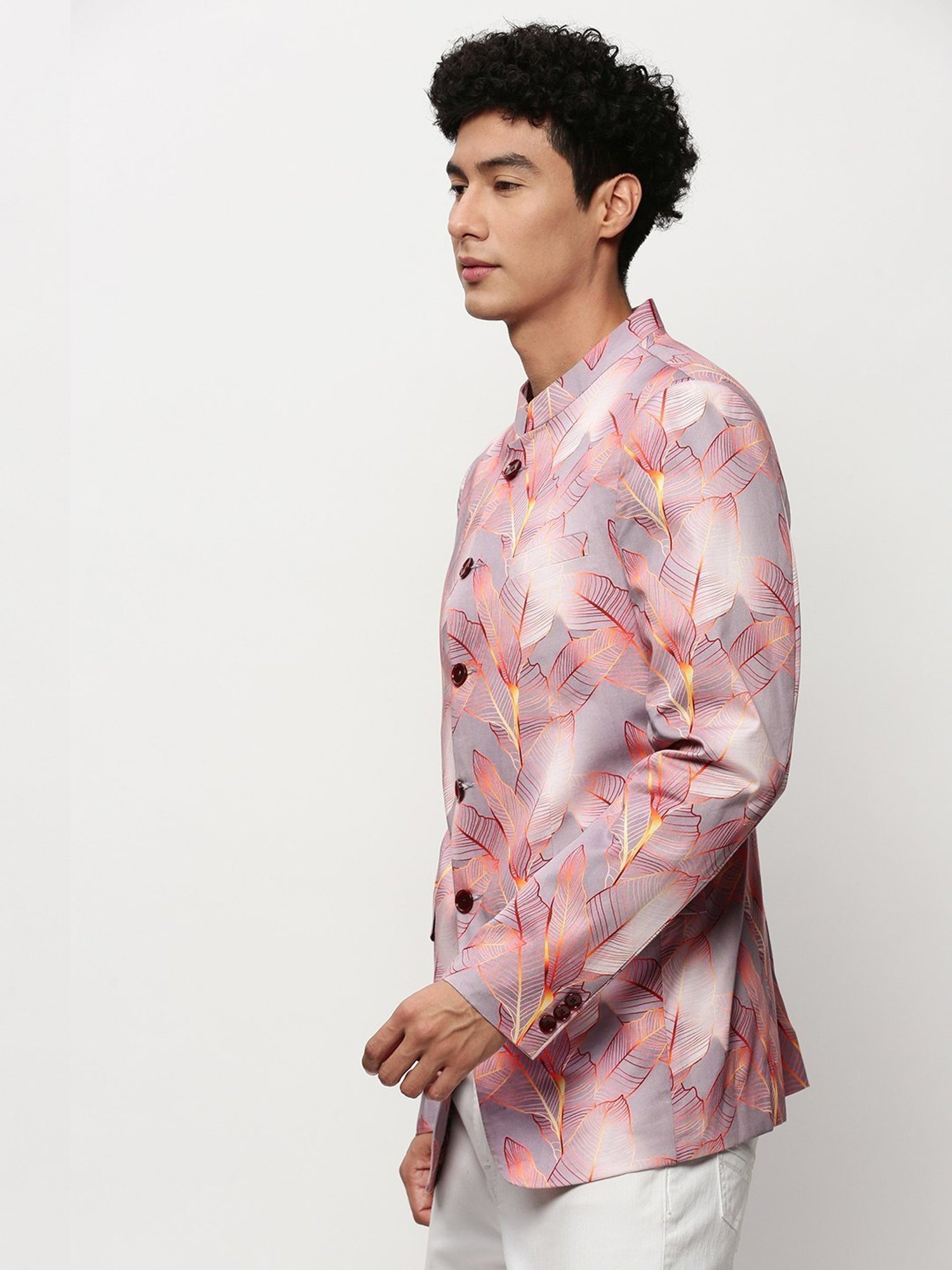 SHOWOFF Mauve Slim Fit Printed Blazer