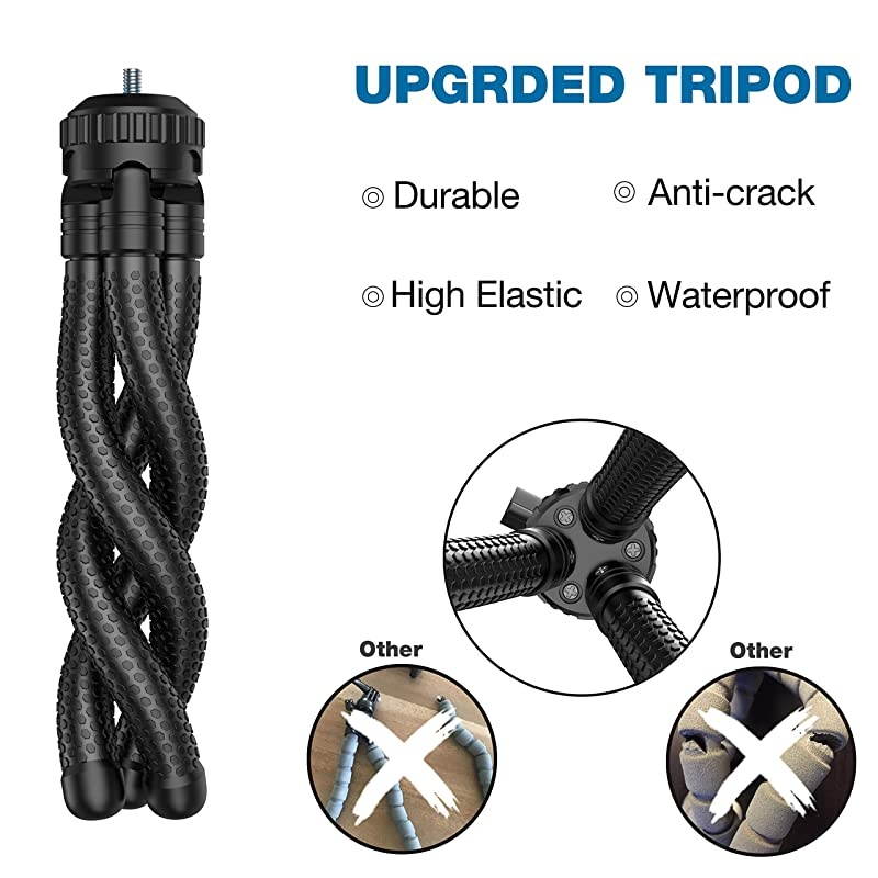 Tripod Portable Cell Camera Tripod Stand with Wireless Remote Flexible Tripod Stand for SelfiesVloggingStreamingPhotography Compatible with SmartSports Camera GoPro