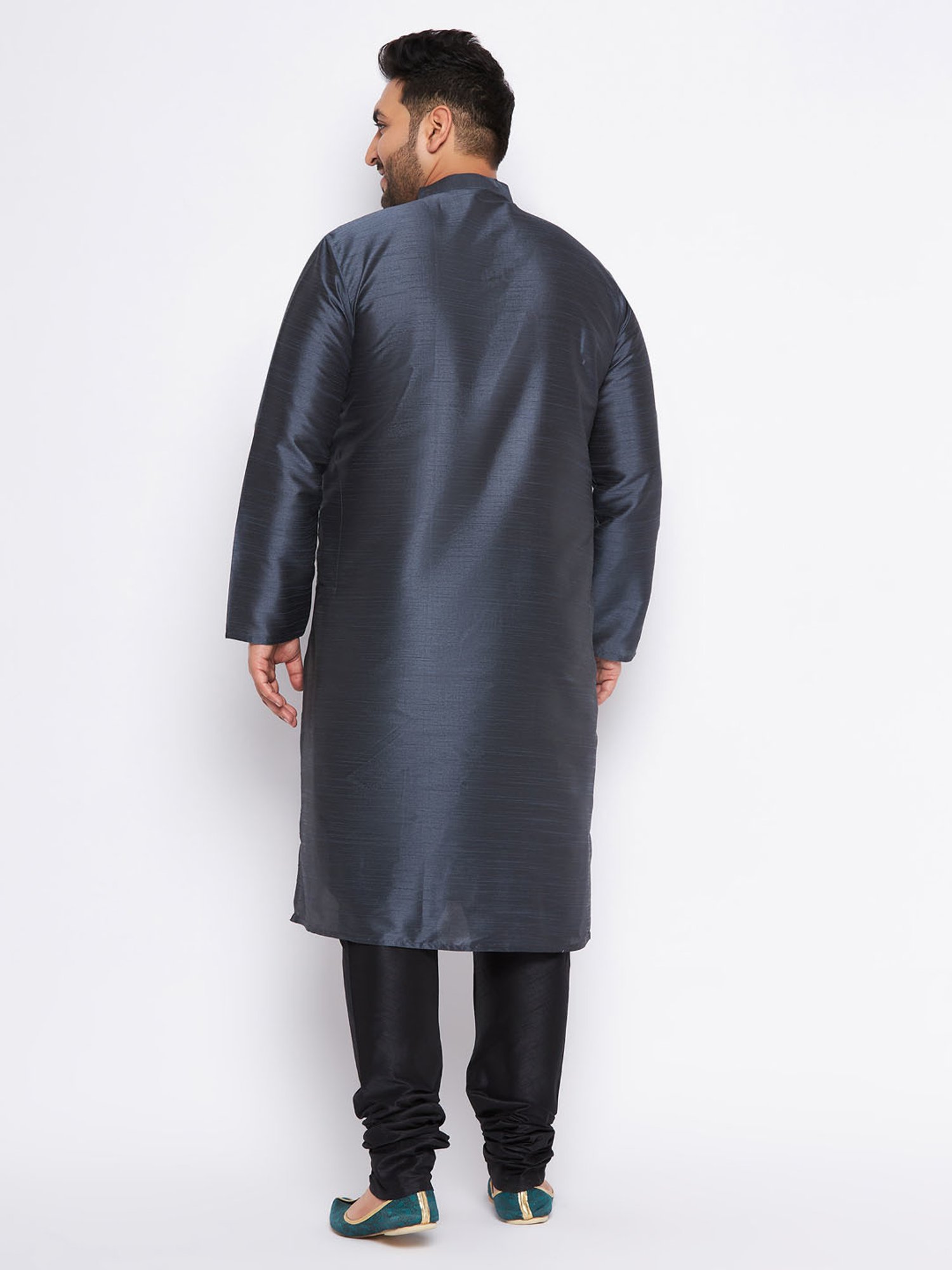 Vastramay Slate Silk Blend Kurta Pyjama Set