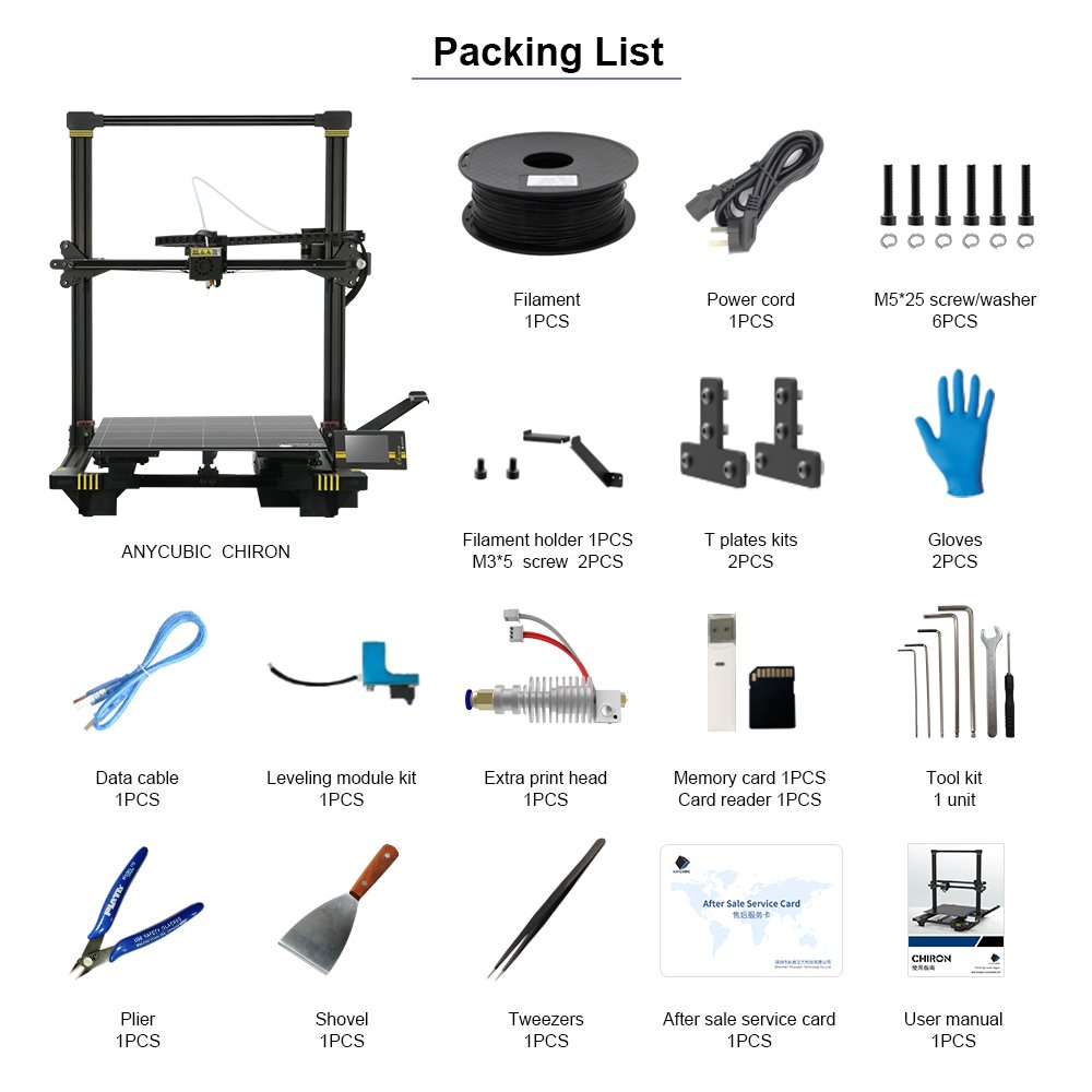 ANYCUBIC Chiron 3D Printer, Semi-auto Leveling Large FDM Printer with Ultrabase Heatbed, Suitable for 1.75 mm Filament, TPU, Hips, PLA, ABS etc. / 15.75 x 15.75 x 17.72 inch (400 x 400 x 450mm)