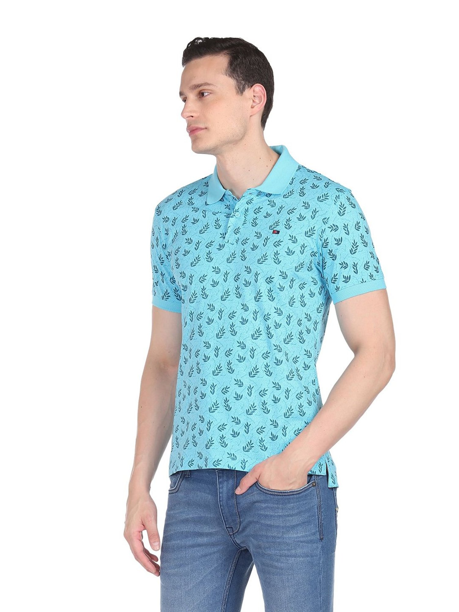 AD by Arvind Sky Blue Polo T-Shirt