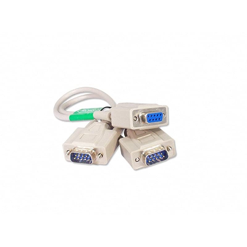 1 Foot 9 Pin Serial Splitter Cable DB9 2 Male 1 Female RS232
