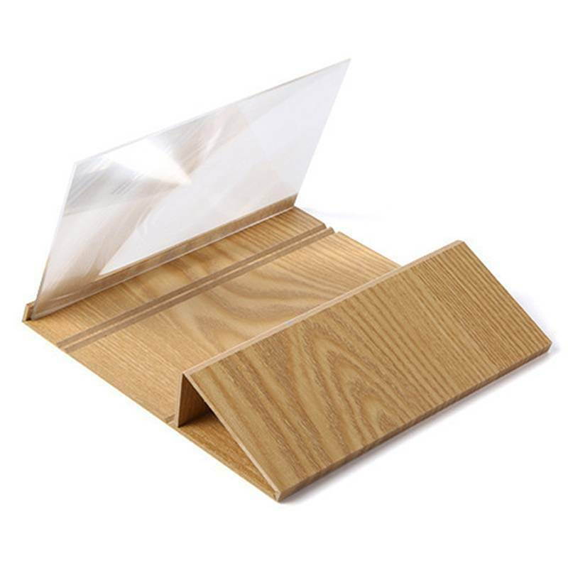 12" 3D Phone Screen Magnifier Mobile Stereoscopic Amplifier Stand Wood Desktop Universal Foldable Portable Phone Bracket Enlarge Holder (Coffee)