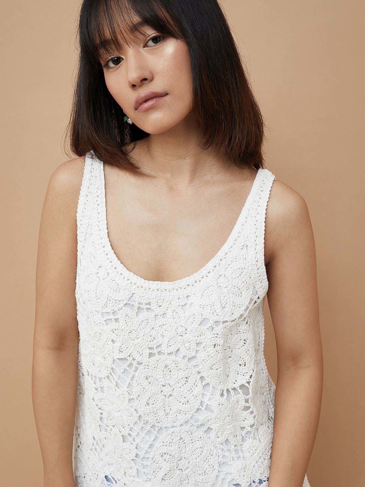 Ginger by Lifestyle White Cotton Self Pattern Top