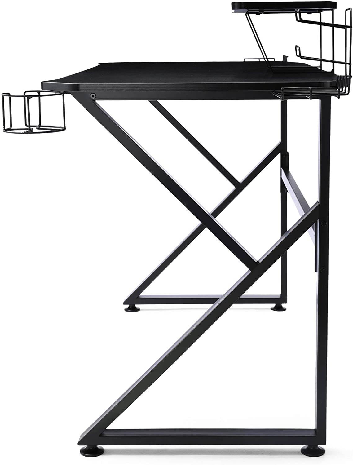 Gaming Desk 39 Inch Computer Desk Gaming Table K Shaped Pc Gaming Workstation Home Office Desk with Headphone/CD Holder, Gaming Controller Rrack,Black