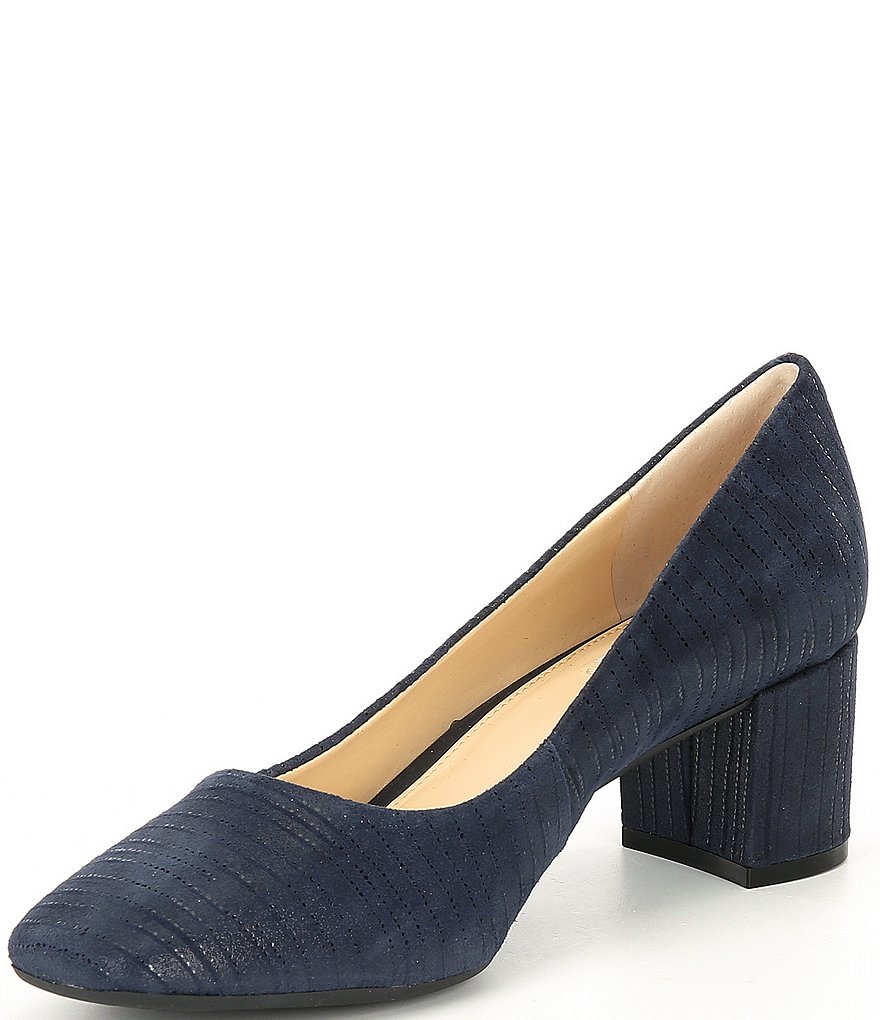 Alex Marie Jennica Embossed Square Toe Block Heel Pumps