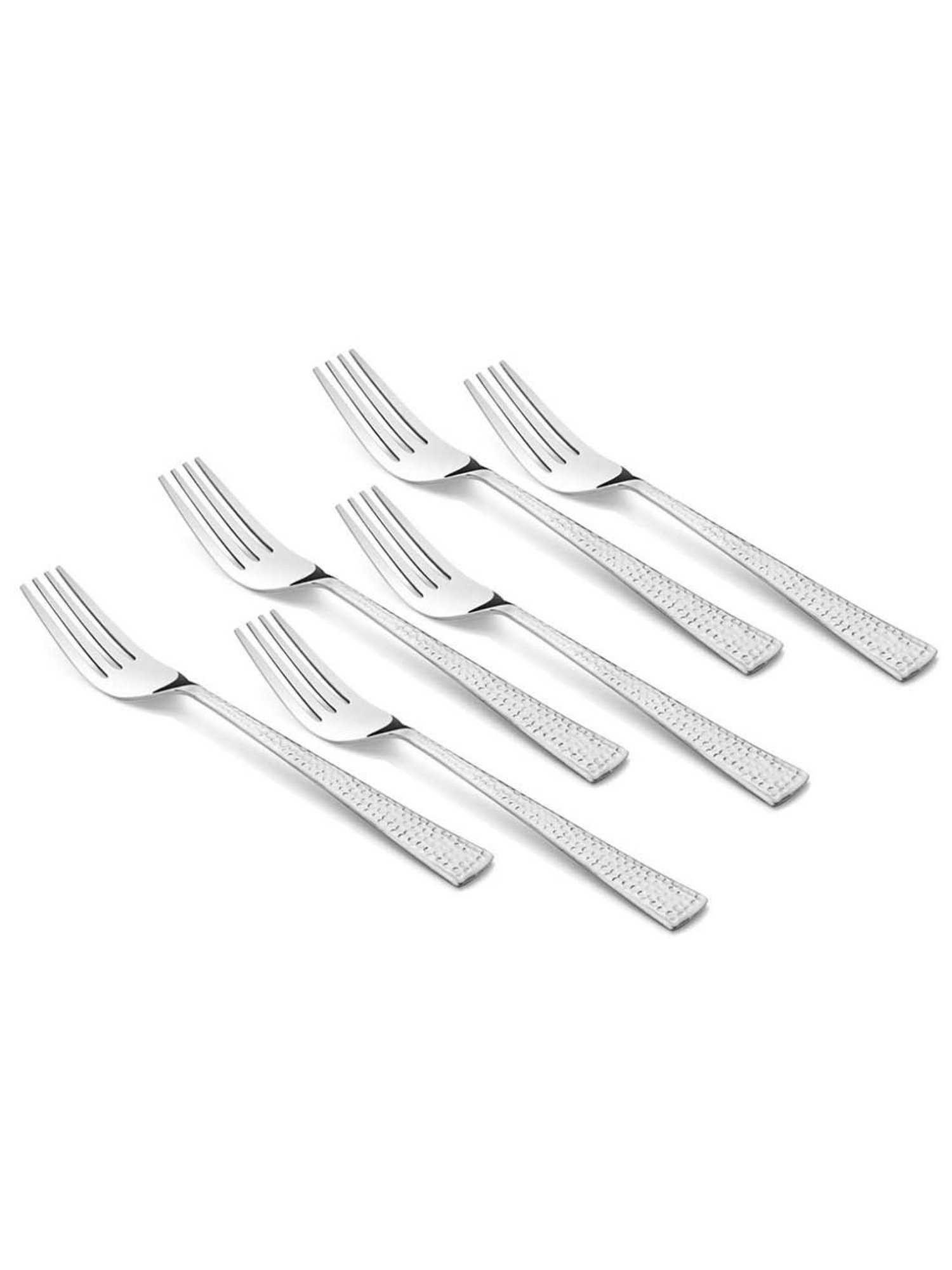 FnS Helios Silver Stainless Steel Dinner Fork - Set of 6