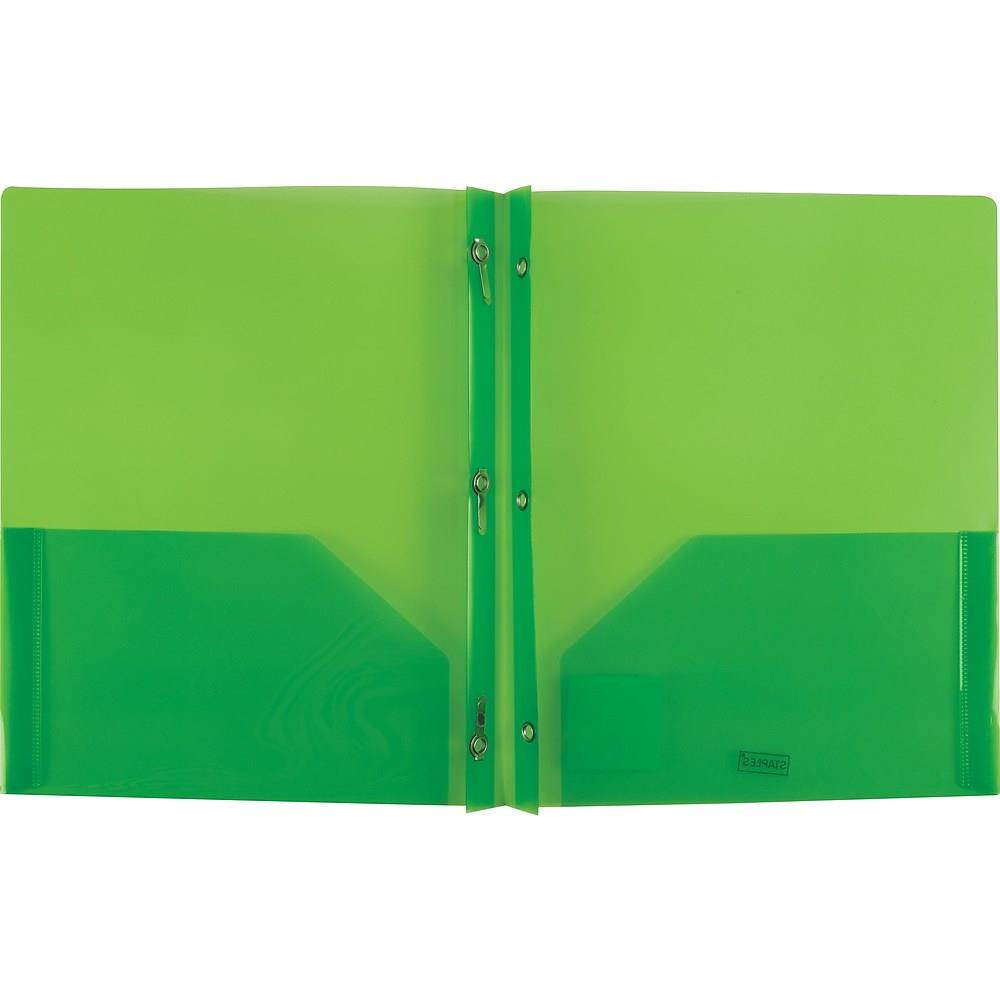 Staples 2 Pocket Plastic Folder Green 970157