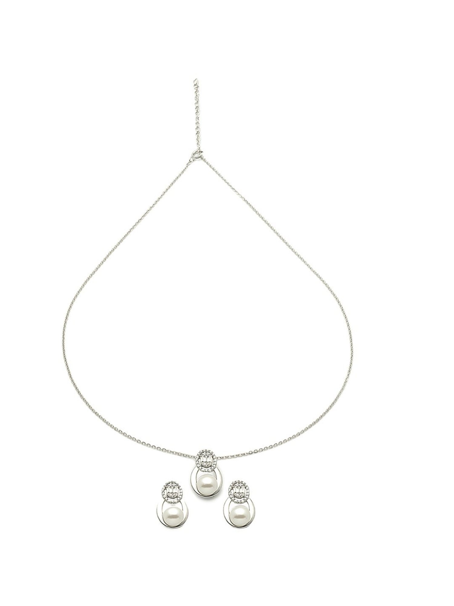 Zavya 92.5 Sterling Silver Pearlescent Elegance Pendant with Chain for Women