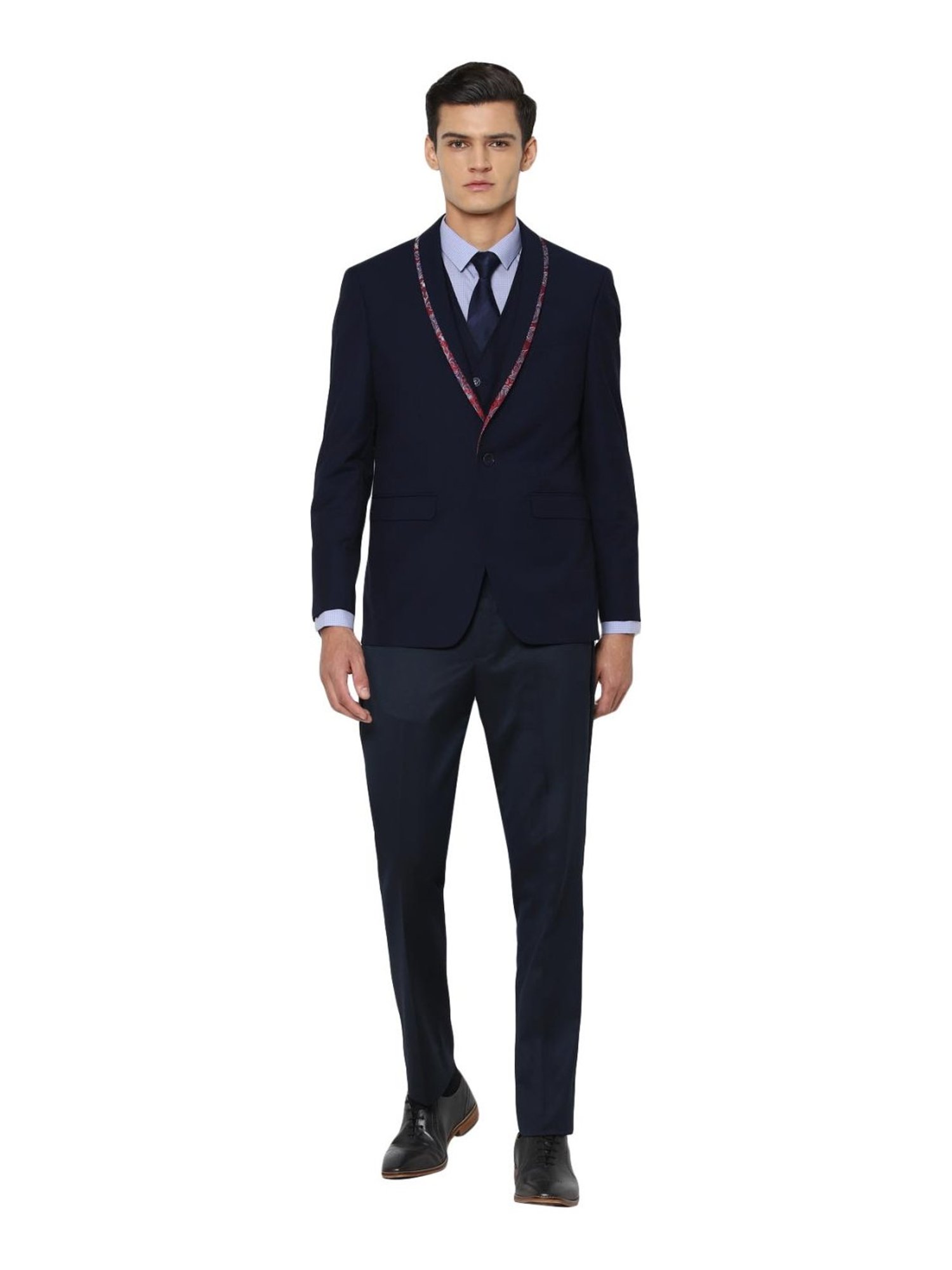 Allen Solly Navy Full Sleeves Slim fit Three Piece Suit