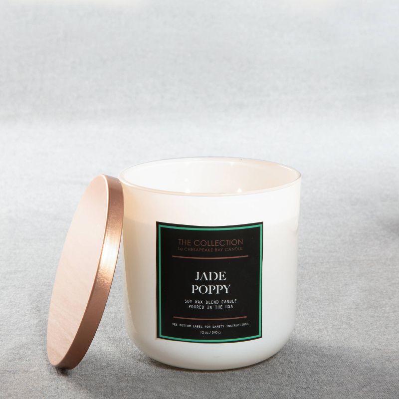 12oz Lidded Core Glass Jar 2-Wick Jade Poppy Candle -  The Collection By Chesapeake Bay Candle