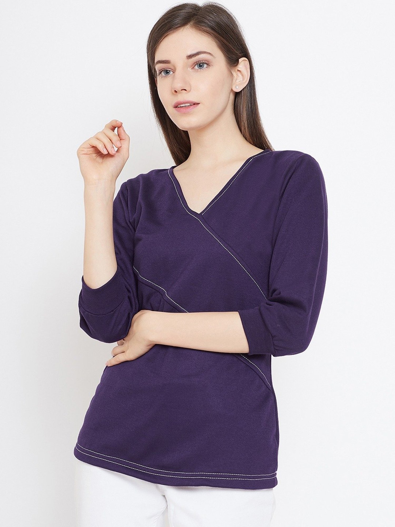 Belle Fille Purple Regular Fit Sweatshirt